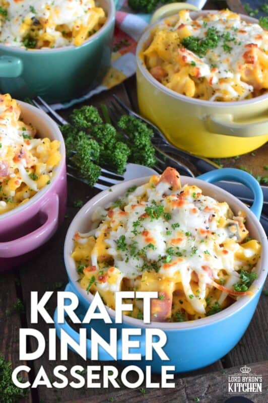 Kraft Dinner Casserole is a great family dinner option that won't break the bank and is so quick and easy to prepare. Starting with a box of Kraft Dinner, some ham, a can of soup, and grated cheese, this delicious dinner can be on the table in about 30 minutes! #casserole #ham #kraftdinner #macandcheese