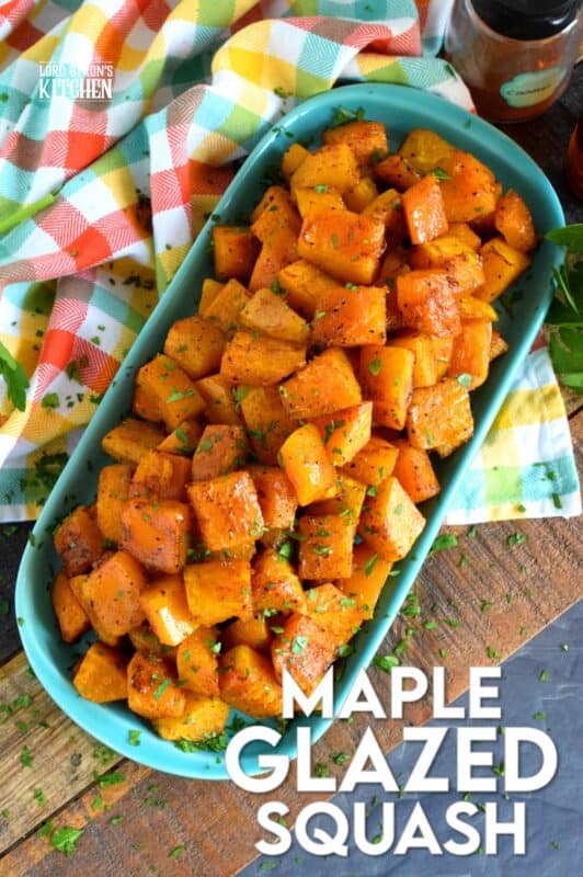 Maple syrup and roasted root vegetables go together like bread and butter.  If you need proof, try this Maple Glazed Squash.  Using a total of four ingredients, squash is transformed into a fall side dish worth its weight in gold!  Whatever you do, don't skip out on adding the cinnamon! #roasted #butternut #squash #maple #syrup #glazed