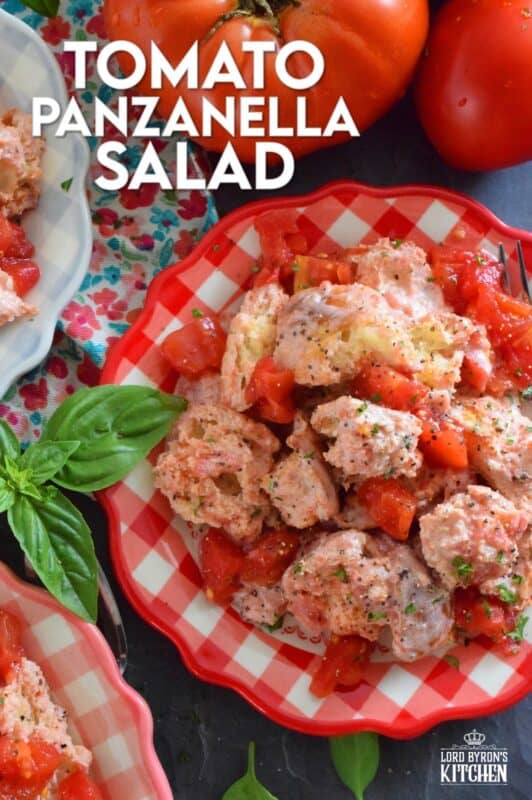 Traditionally prepared with an oil and vinegar dressing, my Tomato Panzanella Salad is prepared with the ripest and freshest tomatoes you can get your hands on, lots of toasted, hand-torn bread, seasonings, and mayonnaise. This salad is so simple, yet so delicious! #summerfresh #tomatoes #panzanella #salad #mayo