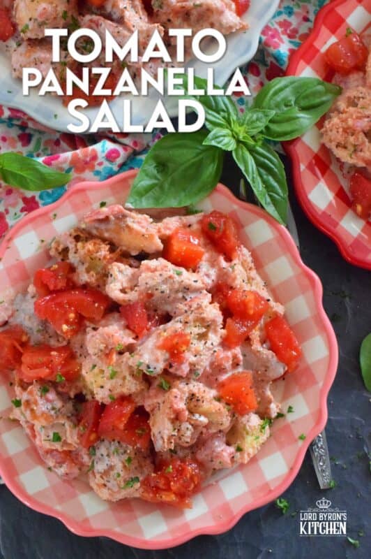 Traditionally prepared with an oil and vinegar dressing, my Tomato Panzanella Salad is prepared with the ripest and freshest tomatoes you can get your hands on, lots of toasted, hand-torn bread, seasonings, and mayonnaise. This salad is so simple, yet so delicious! #summerfresh #tomatoes #panzanella #salad #mayo