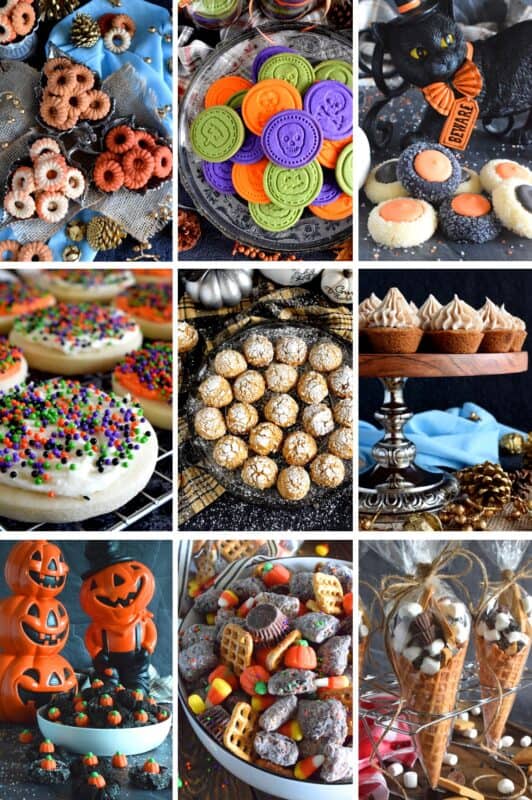 This collection of 15 Halloween Cookies and Treats has something for everyone! Whether you are a die-hard Halloween fan or just someone who really loves fall, pumpkins, and delicious food, there is bound to be a fun and festive sweet treat in the collection that you will love sinking your teeth into! #halloween #recipes #pumpkinspice #trickortreat #cookies