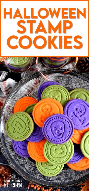 Sugar Cookies are good any time of the year, and Halloween is no exception! A perfect treat for anyone; Halloween Sugar Stamp Cookies are buttery and sugary and delightfully bright and vibrant to match the season! #halloween #cookies #stamp #colours #foodcolouring #cookiestamp