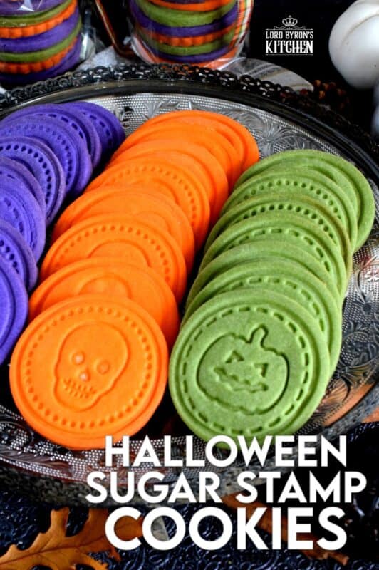 Sugar Cookies are good any time of the year, and Halloween is no exception! A perfect treat for anyone; Halloween Sugar Stamp Cookies are buttery and sugary and delightfully bright and vibrant to match the season! #halloween #cookies #stamp #colours #foodcolouring #cookiestamp