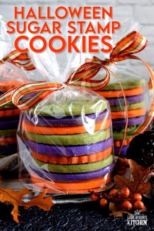 Sugar Cookies are good any time of the year, and Halloween is no exception! A perfect treat for anyone; Halloween Sugar Stamp Cookies are buttery and sugary and delightfully bright and vibrant to match the season! #halloween #cookies #stamp #colours #foodcolouring #cookiestamp