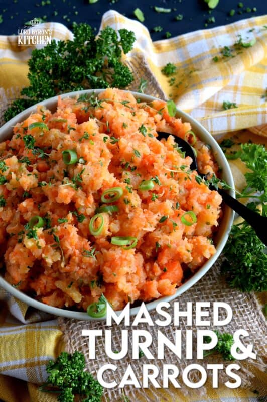 Nothing compares to the rustic simplicity of Mashed Turnip and Carrots with Herb Butter. Comforting and wholesome, it will add a pop of colour and flavour to any autumn dinner. Serve this side at Thanksgiving - it's delicious with gravy too! #mashed #turnip #carrot #vegetable #sidedish