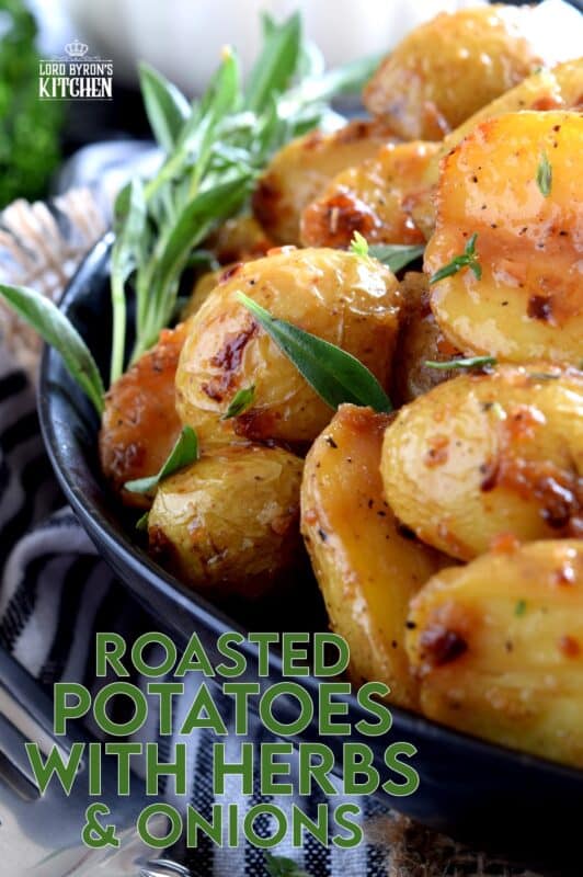 The most humble of all vegetables is absolute perfection in this Roasted Potatoes with Herbs and Crunchy Onions recipe. They're soft and fluffy on the inside with a golden exterior, and paired with simple seasonings and onions. Potatoes never tasted this good before! #potatoes #roasted #thanksgiving #sidedish #vegetarian