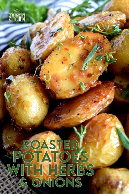 The most humble of all vegetables is absolute perfection in this Roasted Potatoes with Herbs and Crunchy Onions recipe. They're soft and fluffy on the inside with a golden exterior, and paired with simple seasonings and onions. Potatoes never tasted this good before! #potatoes #roasted #thanksgiving #sidedish #vegetarian