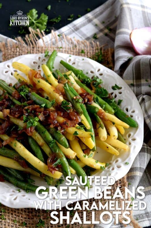 Beautifully and deliciously simple, Green Beans with Caramelized Shallots, is a fresh, light, and easy side dish alternative to the popular green bean casserole - no need for heavy creamed soup additives here! #greenbeans #sidedish #vegetables #thanksgiving #vegetarian