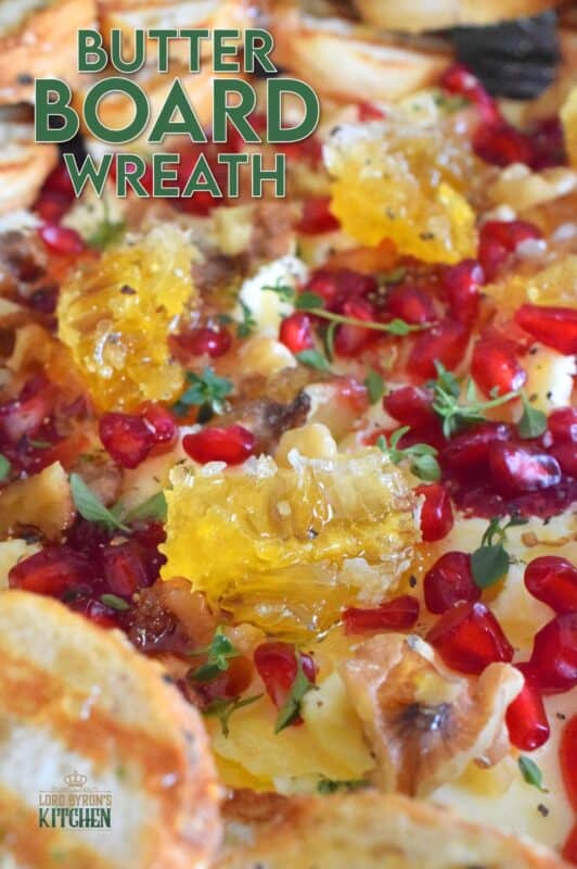 Just like charcuterie boards have become super popular, butter boards are about to become the next trending appetizer.  Serve grilled bread or crackers with a Butter Board Wreath to your guests this holiday season. With a Christmas-inspired flavour profile, everyone is going to love this fun and festive treat! #butter #board #butterboard #wreath #appetizer #christmas