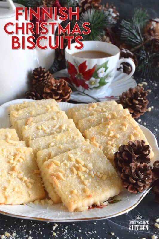 The saying goes that simple is best, and in the case of these Finnish Christmas Biscuits, no saying could ring more true! These light and airy biscuits are buttery and lightly sweetened. The chopped almonds on top add flavour, colour, and texture, which makes these biscuits irresistible, so maybe make a double batch! #cookies #biscuits #christmas #finnish #finland