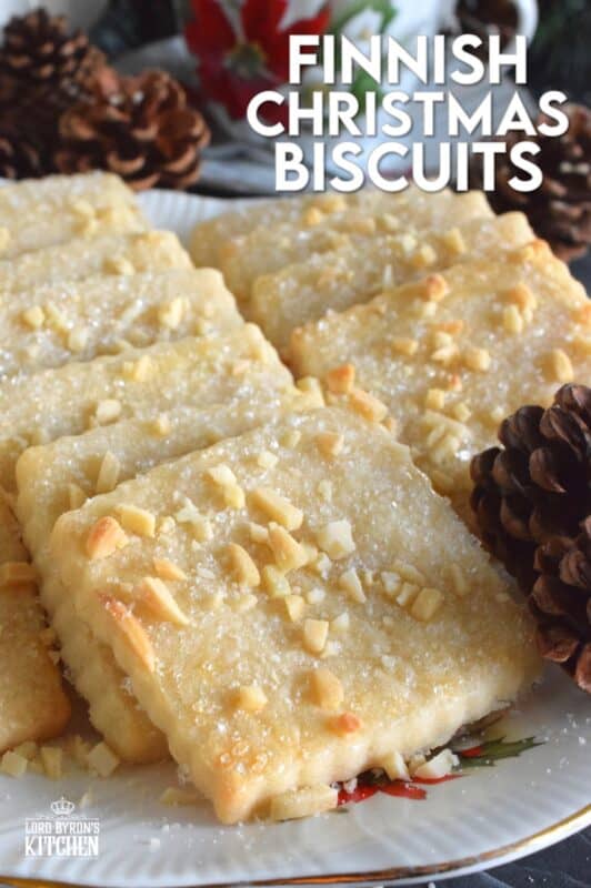 The saying goes that simple is best, and in the case of these Finnish Christmas Biscuits, no saying could ring more true! These light and airy biscuits are buttery and lightly sweetened. The chopped almonds on top add flavour, colour, and texture, which makes these biscuits irresistible, so maybe make a double batch! #cookies #biscuits #christmas #finnish #finland