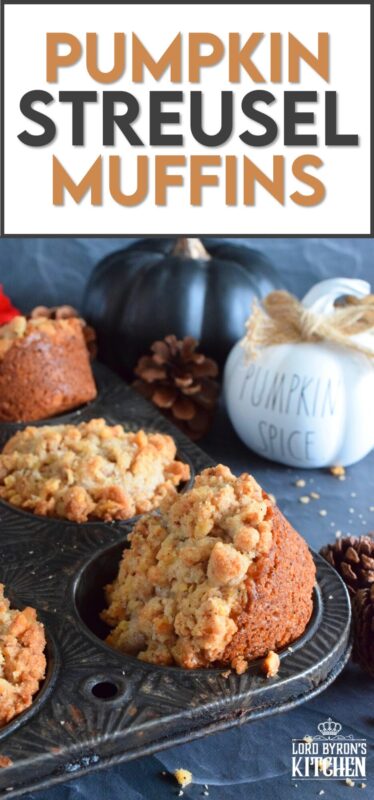 This muffin is the perfect fall treat! Pumpkin Streusel Muffins are chock full of pumpkin spice flavour and topped with a crunchy streusel topping made with chopped pecans. This muffin has just the right amount of sweetness, and it's deliciously soft and moist! It's hard to eat just one of these! #pumpkin #streusel #muffins #pumpkinspice #pecans