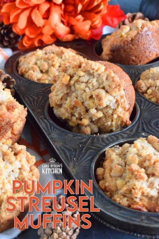 This muffin is the perfect fall treat! Pumpkin Streusel Muffins are chock full of pumpkin spice flavour and topped with a crunchy streusel topping made with chopped pecans. This muffin has just the right amount of sweetness, and it's deliciously soft and moist! It's hard to eat just one of these! #pumpkin #streusel #muffins #pumpkinspice #pecans