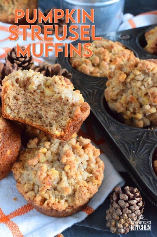 This muffin is the perfect fall treat! Pumpkin Streusel Muffins are chock full of pumpkin spice flavour and topped with a crunchy streusel topping made with chopped pecans. This muffin has just the right amount of sweetness, and it's deliciously soft and moist! It's hard to eat just one of these! #pumpkin #streusel #muffins #pumpkinspice #pecans