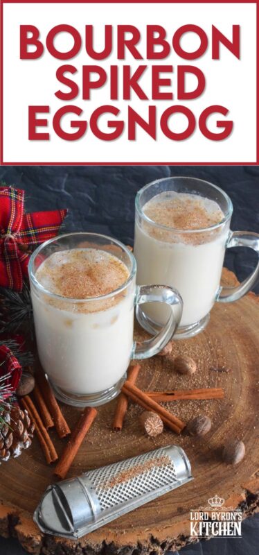 Quick and easy, this Bourbon Spiked Eggnog cocktail uses store-bought and ready eggnog and combines it with a good splash of bourbon and lots of freshly grated nutmeg. It's yummy! #eggnog #bourbon #cocktail #drinks