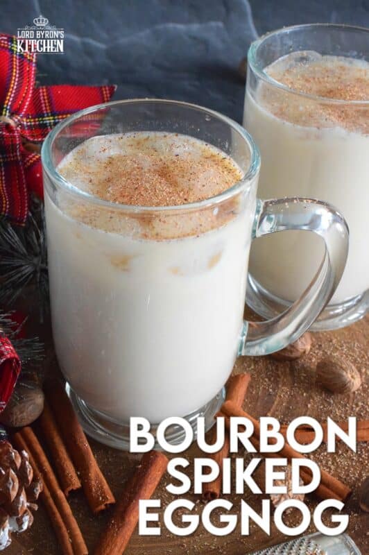 Quick and easy, this Bourbon Spiked Eggnog cocktail uses store-bought and ready eggnog and combines it with a good splash of bourbon and lots of freshly grated nutmeg. It's yummy! #eggnog #bourbon #cocktail #drinks