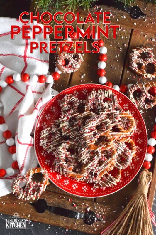 The combination of salt and chocolate has always been one of the best! In this quick and easy treat recipe, salted pretzels are dipped in melted chocolate and topped with crushed peppermint candy canes. They're super easy to make and can be packaged up for gifts as well. #candycane #pretzels #peppermint