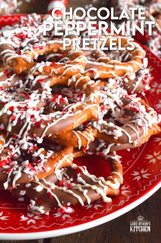 The combination of salt and chocolate has always been one of the best! In this quick and easy treat recipe, salted pretzels are dipped in melted chocolate and topped with crushed peppermint candy canes. They're super easy to make and can be packaged up for gifts as well. #candycane #pretzels #peppermint