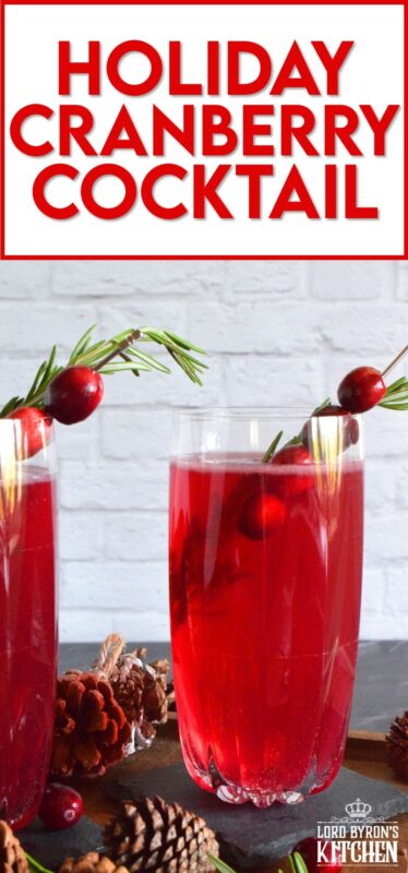 With a bright, citrusy flavour as a result of the lemon juice, cranberry juice, and orange bitters, this sparkling Holiday Cranberry Cocktail is simply delicious and gorgeous! Oh, and it's big too! #cranberry #cocktail #drinks #holiday