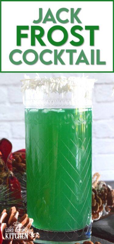 A Jack Frost Cocktail is surprisingly tropical tasting with its pineapple, citrus, and coconut flavours! Top a highball glass with shredded coconut for a more festive-looking drink! #cocktails #drinks #curacao #jackfrost