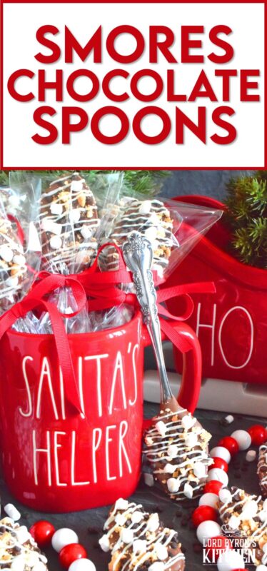 The ultimate rich and indulgent treat can be summed up in three words – S’mores Chocolate Spoons! Melted milk chocolate is topped with classic s'mores ingredients like marshmallows, cookies, and graham crackers. Stir a cup of hot chocolate with one of these spoons while watching your favourite holiday movie! They make a great gift idea too! #smores #stir #spoons