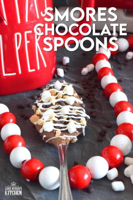 The ultimate rich and indulgent treat can be summed up in three words – S’mores Chocolate Spoons! Melted milk chocolate is topped with classic s'mores ingredients like marshmallows, cookies, and graham crackers. Stir a cup of hot chocolate with one of these spoons while watching your favourite holiday movie! They make a great gift idea too! #smores #stir #spoons