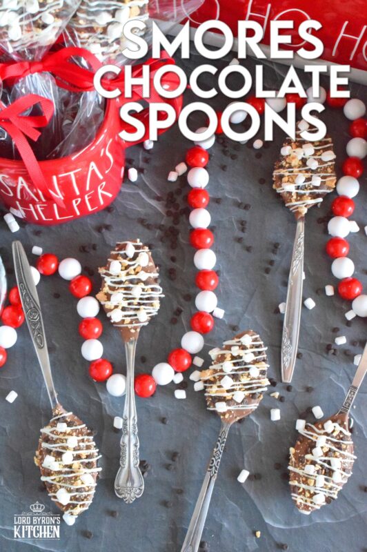 The ultimate rich and indulgent treat can be summed up in three words – S’mores Chocolate Spoons! Melted milk chocolate is topped with classic s'mores ingredients like marshmallows, cookies, and graham crackers. Stir a cup of hot chocolate with one of these spoons while watching your favourite holiday movie! They make a great gift idea too! #smores #stir #spoons