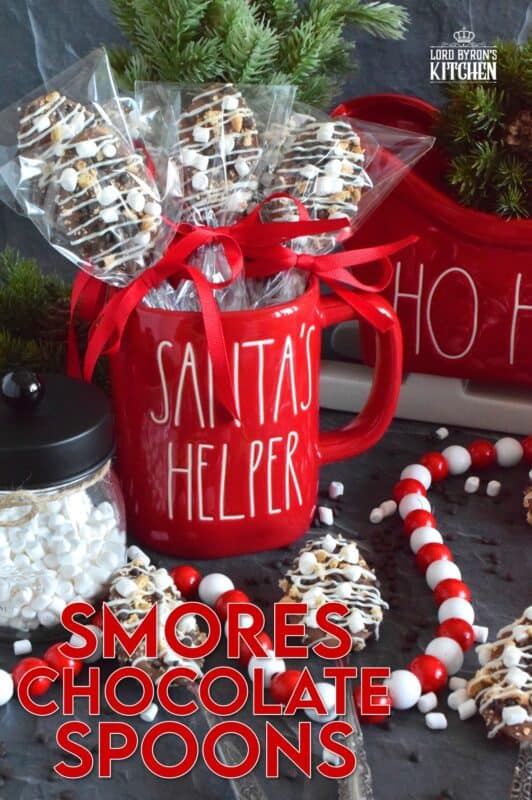 The ultimate rich and indulgent treat can be summed up in three words – S’mores Chocolate Spoons! Melted milk chocolate is topped with classic s'mores ingredients like marshmallows, cookies, and graham crackers. Stir a cup of hot chocolate with one of these spoons while watching your favourite holiday movie! They make a great gift idea too! #smores #stir #spoons