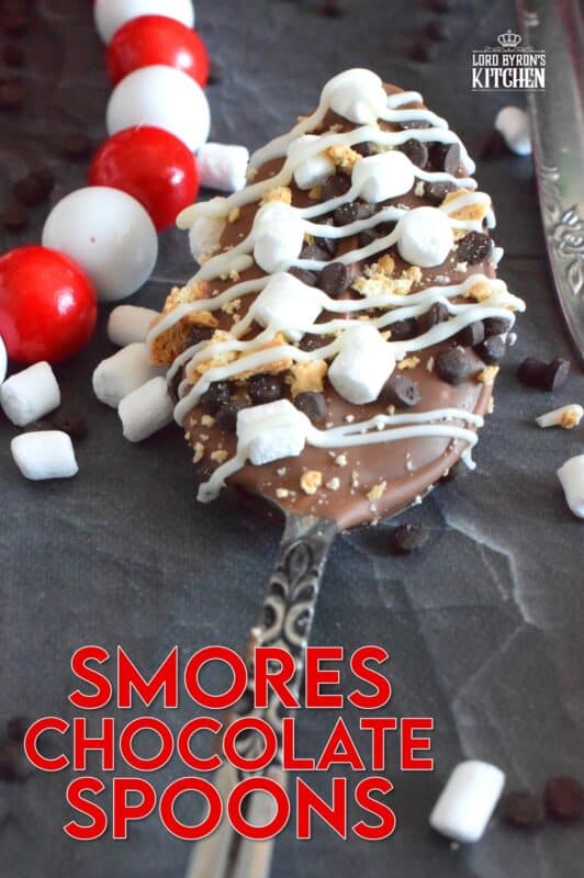 The ultimate rich and indulgent treat can be summed up in three words – S’mores Chocolate Spoons! Melted milk chocolate is topped with classic s'mores ingredients like marshmallows, cookies, and graham crackers. Stir a cup of hot chocolate with one of these spoons while watching your favourite holiday movie! They make a great gift idea too! #smores #stir #spoons
