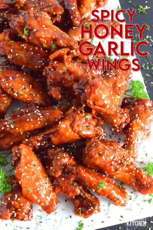 An all-time favourite ingredient combination, which is honey and garlic, is combined with spicy Korean gochujang and salty soy sauce. The result is a sweet, sticky, and slightly spicy chicken wing recipe that is absolutely phenomenal! If you are a wing lover, you just gotta try these! #wings #honeygarlic #gochujang #korean