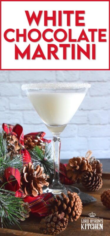 What's not to love about this White Chocolate Martini cocktail? It's prepared with vodka, chocolate liqueur, white creme de cacao, and a splash of milk. Also, it's creamy smooth and so pretty too! #cocktails #drinks #martini