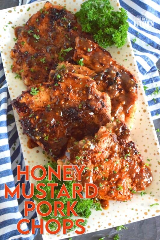 A marinade of sweet and warm ingredients is what makes these pan-fried Honey Mustard Pork Chops so extraordinary! Prepared from start to finish in less than one hour, these are a great weeknight dinner option the whole family will enjoy! #honey #mustard #porkchops #pork #fastfry #familyrecipes #whatsfordinner