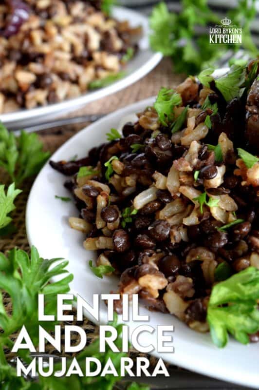 Mujadarra, a classic Middle Eastern dish, consists of black lentils, brown rice, and caramelized red onions. In all probability, you have everything you need to make this dish in your fridge and pantry already! Be sure to serve it up with a little sour cream for a new favourite easy and unique side or main. #middleeastern #mujadarra #lentils