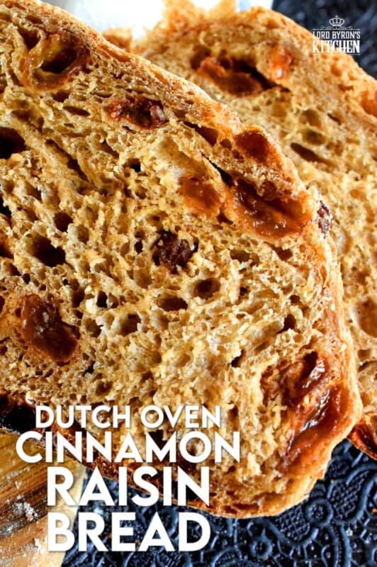 There's something really soothing and satisfying about freshly baked bread. Even more so when you bake that bread yourself! Dutch Oven Cinnamon Raisin Bread is the tastiest - and easiest! - bread you'll ever make. It's a good thing too, because you'll want to make this bread again and again! #dutchoven #cinnamon #raisin #cinnamonraisin #bread #homemadebread #dutchovenbread