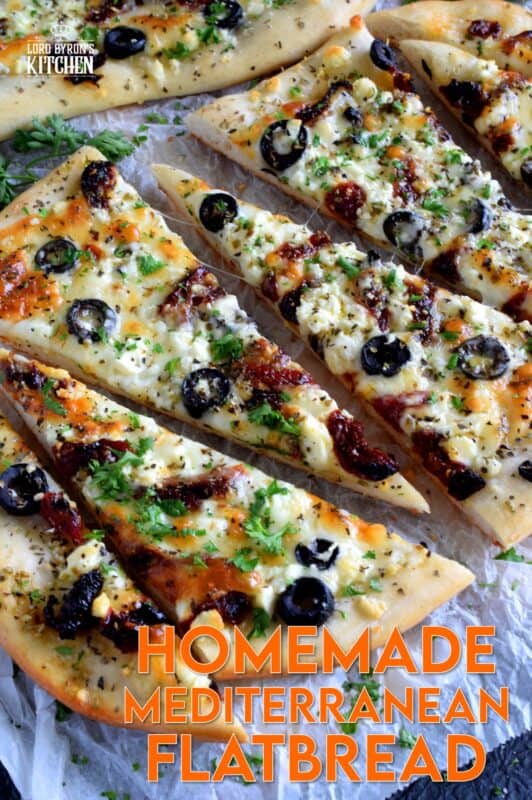 Fast, easy, and delicious Homemade Mediterranean Flatbread-style pizza in less than thirty minutes! Simply change the toppings to suit your preferences! #flatbread #pizza #Mediterranean #homemade #recipe