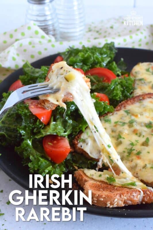 Otherwise known as cheese toast, rarebit is prepared with cheese sauce rather than cheese slices like the popular North American grilled cheese. Irish Gherkin Rarebit has pickles too, which is why it just might be my favourite! Cheap and easy, serve these with a side salad and extra gherkins for a complete meal! #rarebit #irish #ireland #stpatricksday #gherkin #cornichon