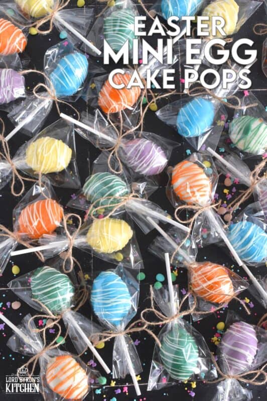 Prepared with a homemade chocolate mini egg cake center, dipped in spring-like, pastel-coloured candy melts, and drizzled with melted white chocolate, Easter Mini Egg Cake Pops are fun to make and are super fun to eat too! So much cheaper than store-bought cake pops, these are almost too delicious to share! #easter #cakepops #minieggs