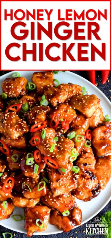 Tender pieces of chicken glazed in a thick, sweet, sour, and tangy sauce. Perfectly moist and juicy, Honey Lemon Ginger Glazed Chicken is a dish that's sure to get everyone to the dinner table. Asian-inspired dishes like this are not complicated and are so much better than takeout! #honeylemon #honeyginger #gingerchicken #asianfood #glazed #stickychicken #chicken