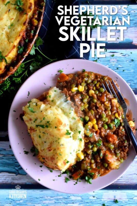 Look at these photos; doesn't that dish look hearty and meaty? That's because it is, but without a trace of meat! Shepherd's Vegetarian Skillet Pie is a perfect family dinner recipe for both vegetarians and meat lovers alike! No sides are needed here; an entire meal can be found in this one recipe! #shepherdspie #vegetarianshepherdspie #vegetarianbeef #familyrecipes #meatlessmonday #vegetarian #meatless