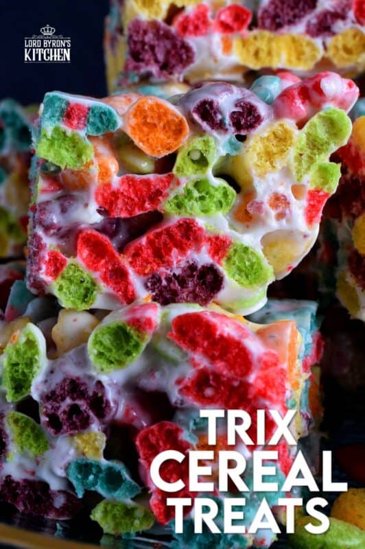 Eye-popping and attention-grabbing, Trix Cereal Treats are the perfect recipe for spending time in the kitchen with children, and they make a very delicious Easter treat too! Not only are they fun and whimsical, but they are also super gooey too! #trix #cereal #marshmallow #treats #easter