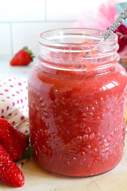 This compote recipe consists of only three ingredients and is intentionally prepared to be tart with a slight puckering flavour. Doing so allows the rhubarb compote to be paired with sweeter items like ice cream, squares and cookies. Tart Rhubarb Compote is also quite delicious paired with savoury foods like simple breakfast toast or roasted chicken! #rhubarb #compote #rhubarbrecipes