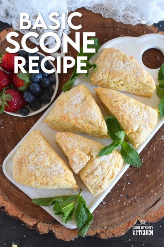 Scones are everyone's favourite, and with this Basic Scone Recipe, you can customize it to your own tastes and preferences. Add chocolate chips, almonds, dried cherries, cranberries, or blueberries; how about shredded coconut, raisins, or flavoured extracts? Endless possibilities; always delicious results! #scones #basicrecipes #plainscones #brunch #easybaking