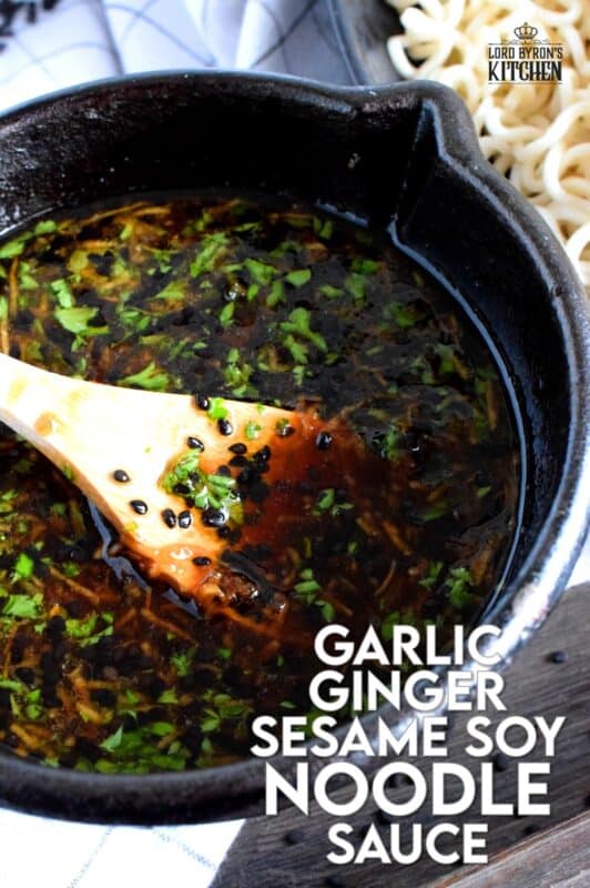 A complete dinner, from start to finish, in less than 15 minutes - yes, it's possible! Garlic Ginger Sesame Soy Noodle Sauce is all the proof you need! Replace those powder packets in your instant ramen with this easy sauce for a much tastier noodle experience! #ramen #noodles #ginger #garlic #sauce