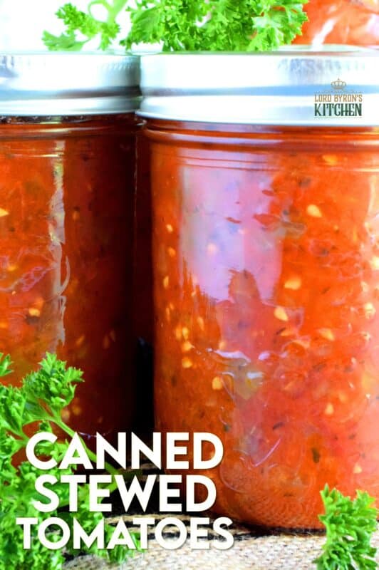 A great base to any pasta sauce, soup or stew; Canned Stewed Tomatoes is an inventive way to jazz up baked chicken or broiled seafood. Each jar is packed with tomatoes, onions, celery, and green bell pepper, making meal prep fast and easy! #canned #preserved #tomatoes #stewed