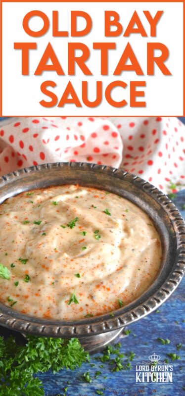 When it comes to seafood, one of the best all-purpose seasonings is Old Bay Seasoning, and it can be found in almost every grocer. Just look for the bright, yellow, rectangular can in the spice section. This tartar sauce recipe is an update on everyone's favourite fried fish condiment! #tartarsauce #seafoodsauce #fishsauce #oldbay #oldbayseasoning
