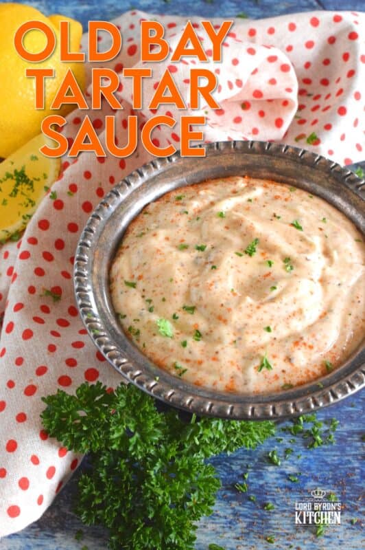 When it comes to seafood, one of the best all-purpose seasonings is Old Bay Seasoning, and it can be found in almost every grocer. Just look for the bright, yellow, rectangular can in the spice section. This tartar sauce recipe is an update on everyone's favourite fried fish condiment! #tartarsauce #seafoodsauce #fishsauce #oldbay #oldbayseasoning
