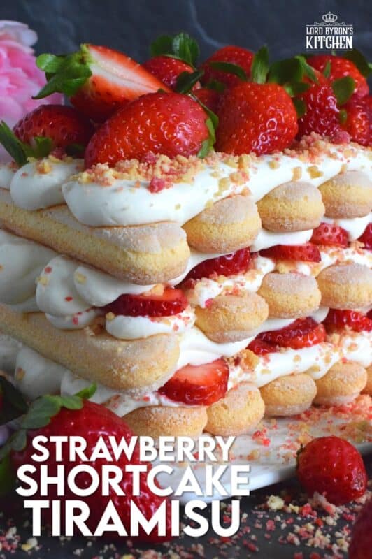 Locally grown strawberries are about to be in season which means it is time for a little indulgence! Strawberry Shortcake Tiramisu is the most delicious summertime dessert. With layers of homemade strawberry shortcake crumbs, light and airy ladyfingers, and a thick, slightly sweet filling, this dessert is completely irresistible! #strawberry #shortcake #tiramisu
