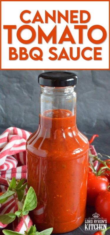 This tomato-based BBQ sauce has so much flavour! It is prepared with tomatoes, onions, bell peppers, garlic, and a hot chili or two if you like it spicy. Process in a water bath canner and stock your pantry with what is about to become your new favourite condiment! #bbq #sauce #canning #tomatoes