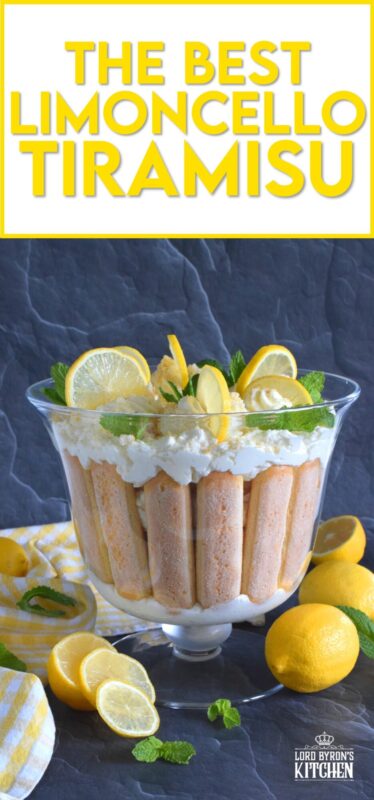 Refreshingly tart with a silky smooth and sweet mascarpone filling, Limoncello Tiramisu has to be one of the most delicious summertime desserts. With layers of light and airy ladyfingers, and a thick, slightly sweet filling, balanced with the puckering taste of fresh lemons, this dessert is completely irresistible! #limoncello #lemon #tiramisu