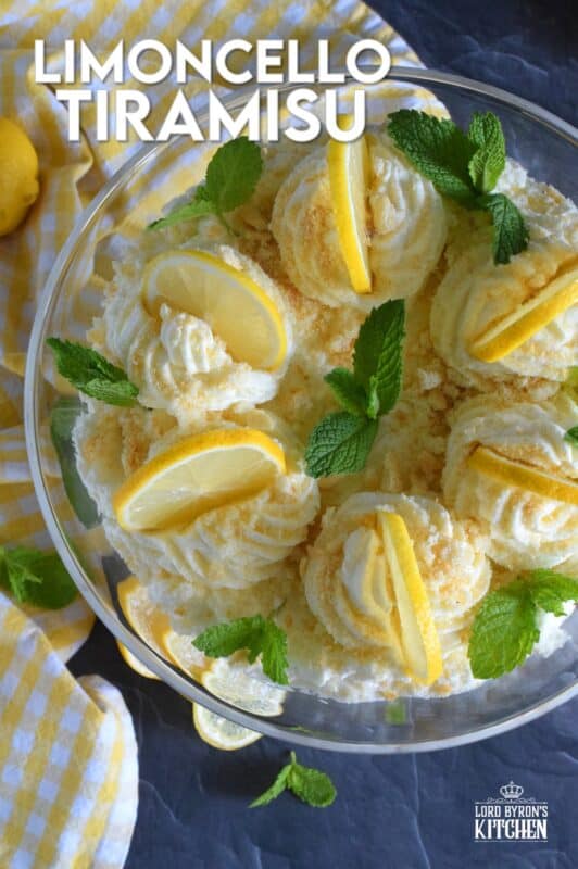 Refreshingly tart with a silky smooth and sweet mascarpone filling, Limoncello Tiramisu has to be one of the most delicious summertime desserts. With layers of light and airy ladyfingers, and a thick, slightly sweet filling, balanced with the puckering taste of fresh lemons, this dessert is completely irresistible! #limoncello #lemon #tiramisu